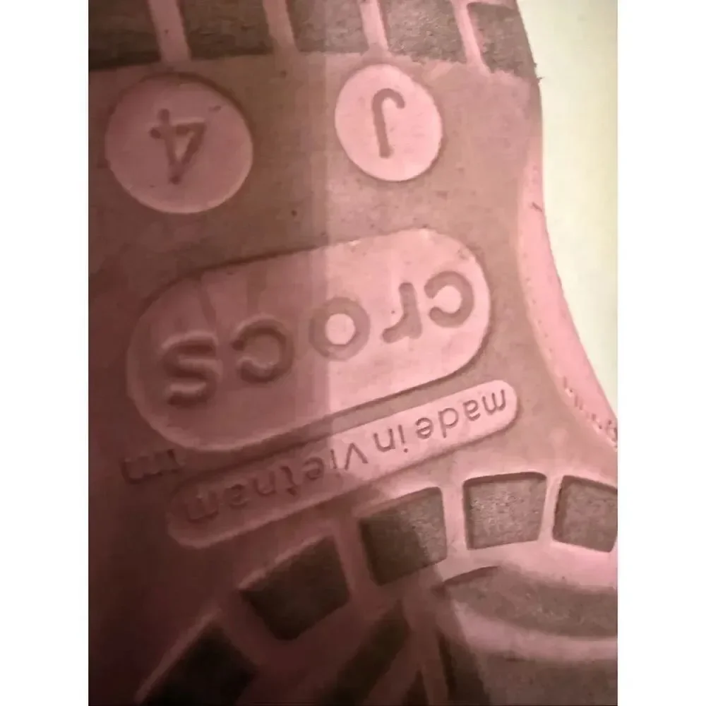 Crocs Girls Glittered Jibbitz Classic Clog Sandals Pink Size 4